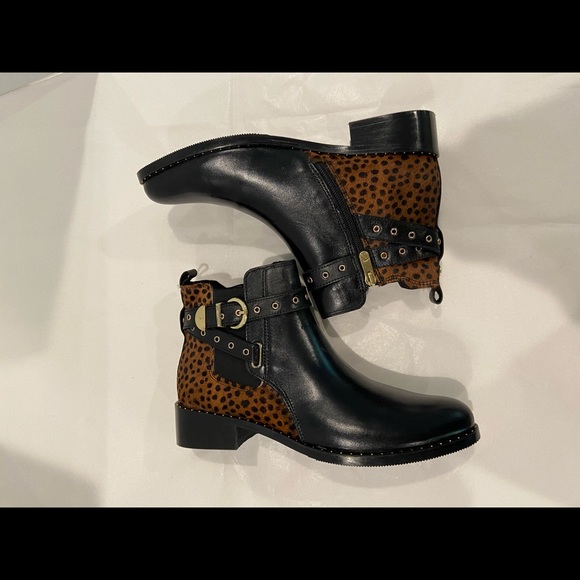 NWT. Leather and Leopard Pony Hair Boots - Picture 5 of 9